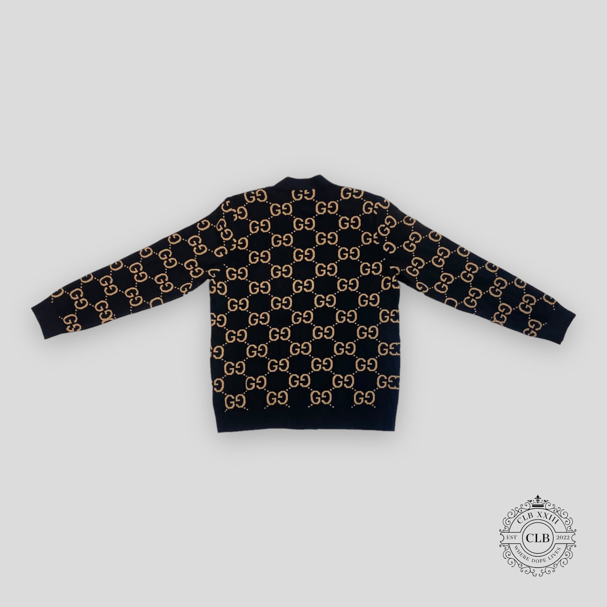 CARDIGAN GUCCI GG EN LAINE JACQUARD - NOIR/CAMEL
