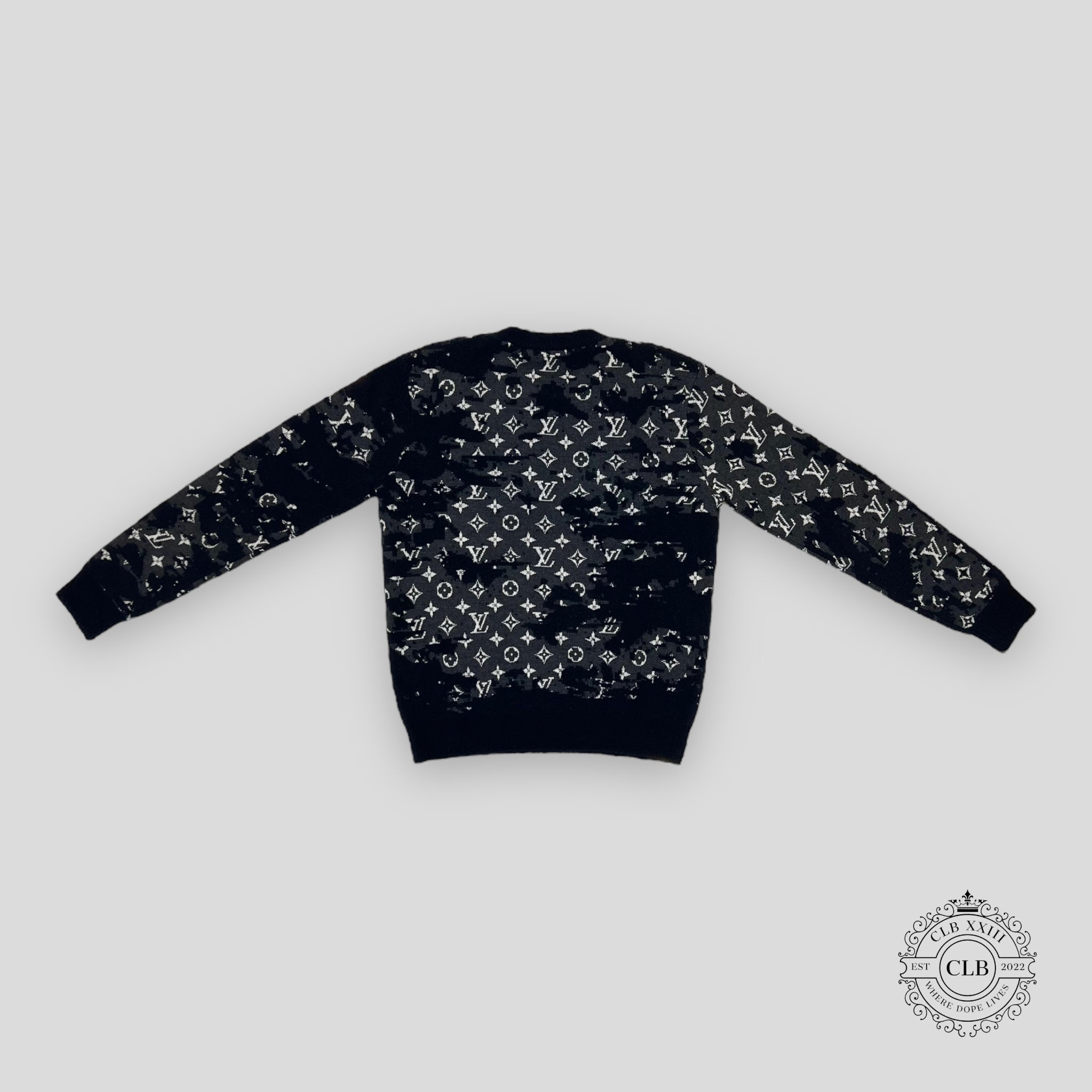 Pull Monogram Flocage Effet Vieilli Louis Vuitton Bleu Marine