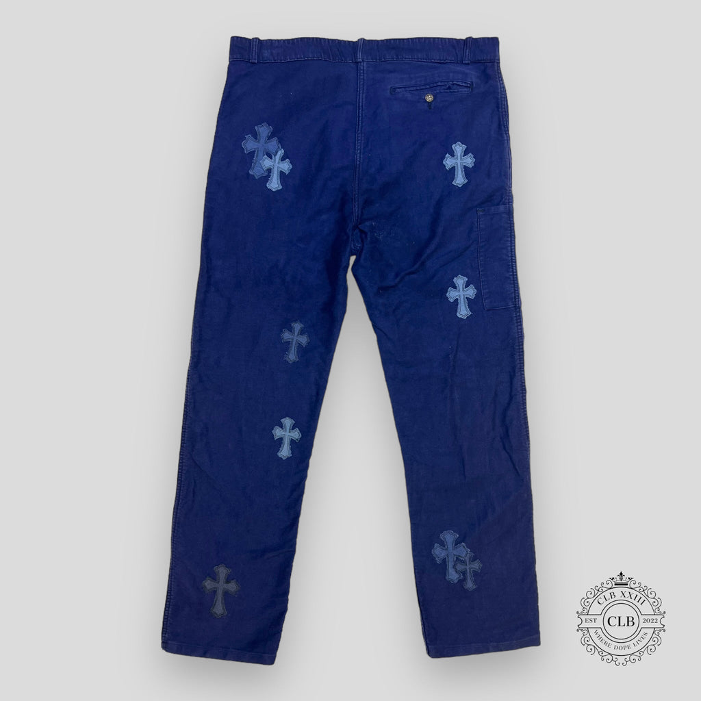 PANTALON DE TRAVAIL CHROME HEARTS CROSS PATCH - BLEU