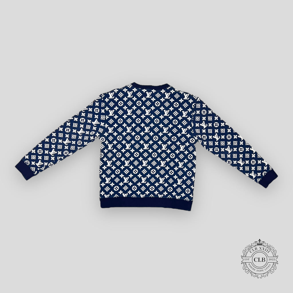PULL COL ROND JACQUARD MONOGRAM INTÉGRAL LOUIS VUITTON - MARINE