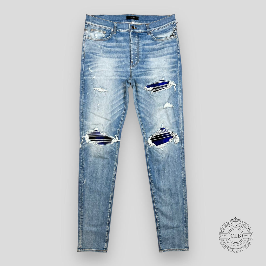 JEANS AMIRI À CARREAUX THRASHER - INDIGO CLAIR