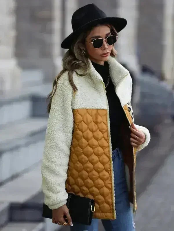 Veste matelassée à poches imprimé léopard