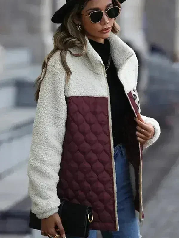 Veste matelassée à poches imprimé léopard