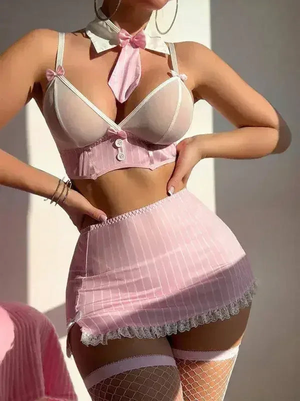 Mini-jupe sexy à nœud rayé - Style moulant sexy | Femstylo