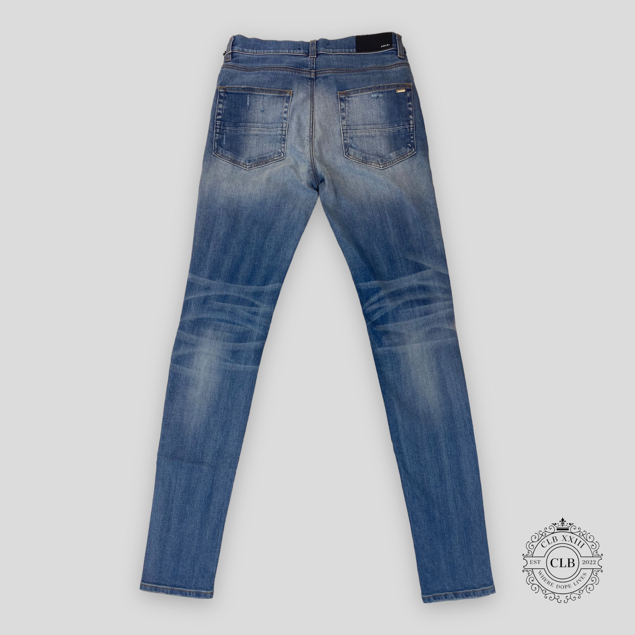 Jean Amiri MX1 Black Bandana Patch en indigo