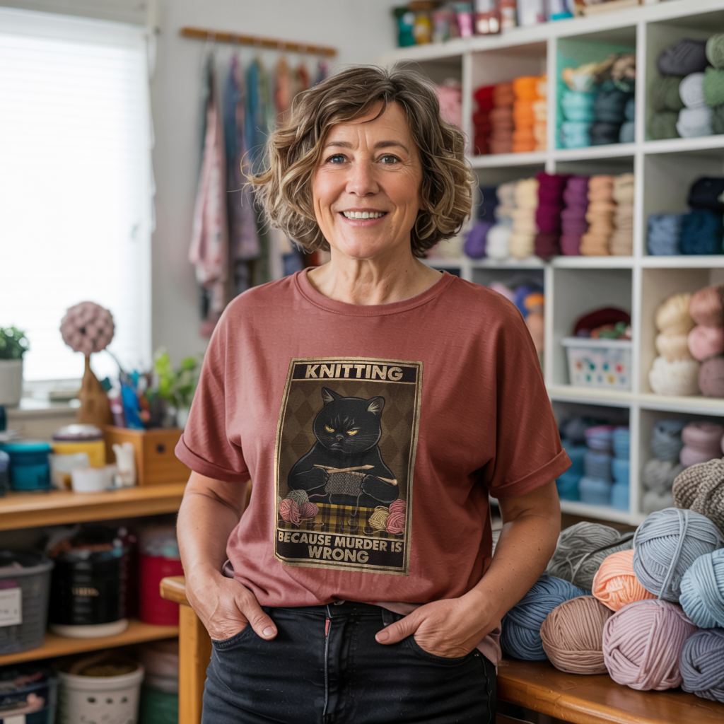 T-shirt « Tricoter parce que le meurtre est mal »