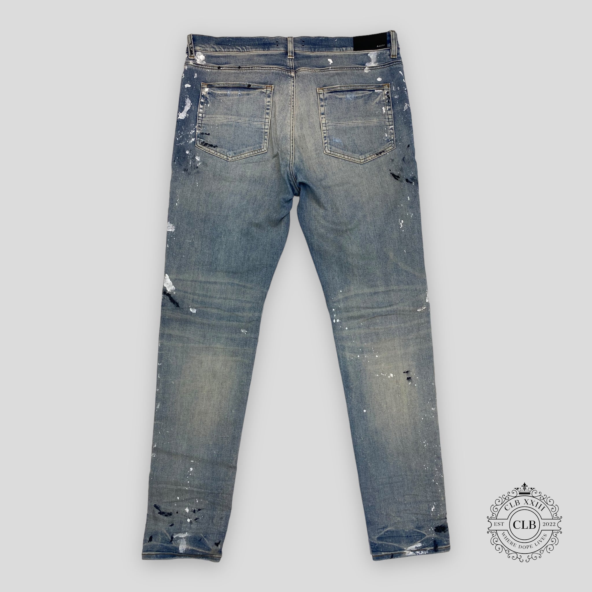 JEANS AMIRI PEINTURE ÉCLABOUSSURES - INDIGO ARGILE