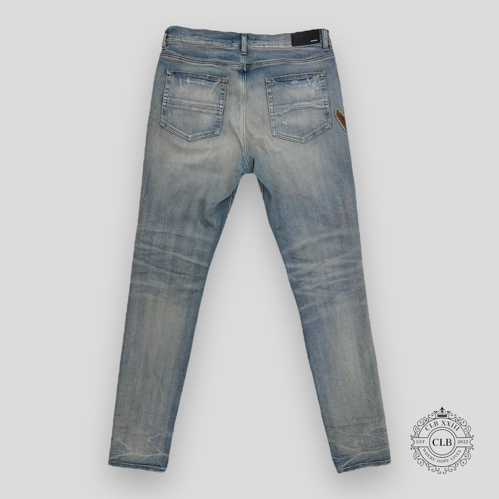 Jean Amiri Biker Patch argile/indigo