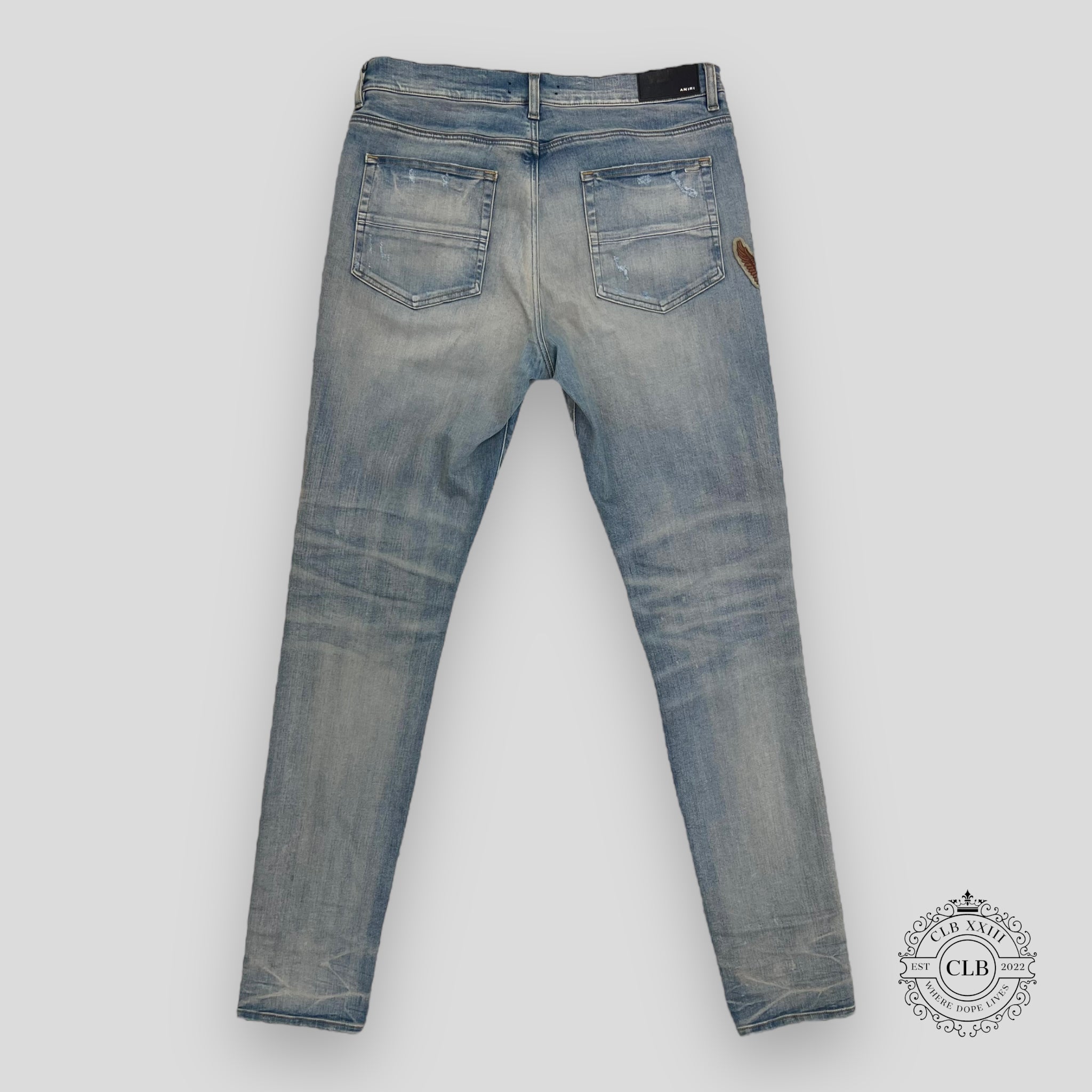 Jean Amiri Biker Patch argile/indigo