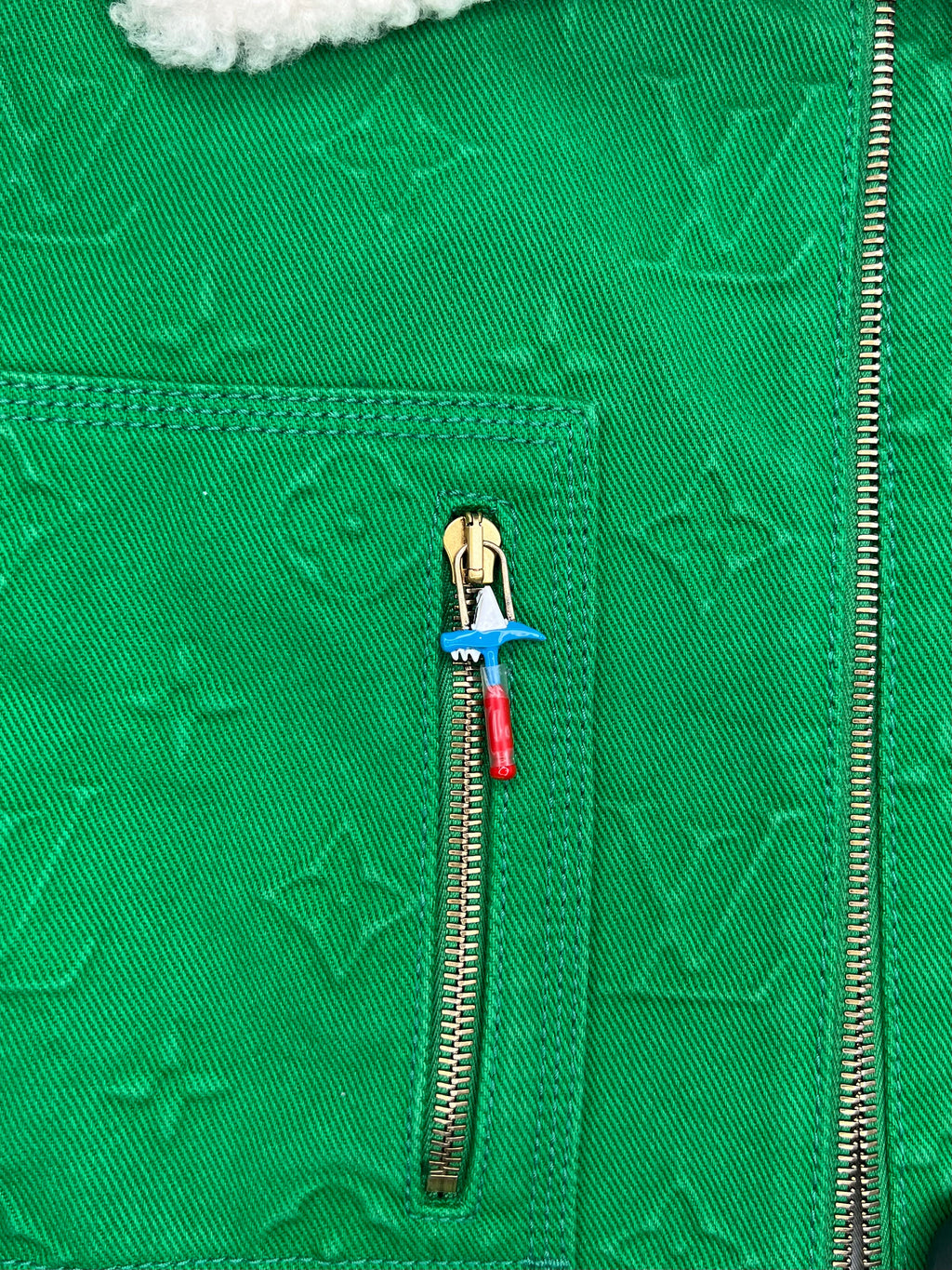 Veste Louis Vuitton Monogram Workwear en jean vert