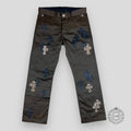 PANTALON CHINO PATCH CROIX CHROME HEARTS - MARRON