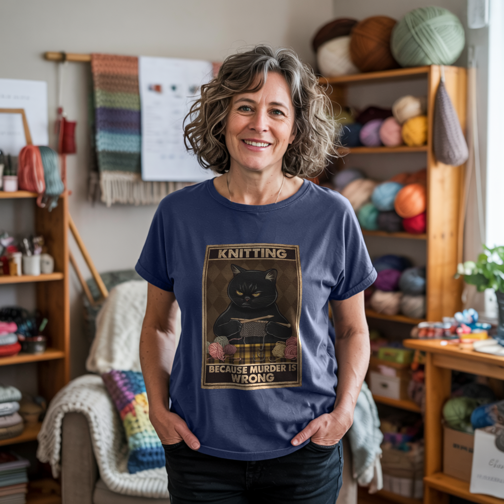 T-shirt « Tricoter parce que le meurtre est mal »