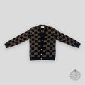 CARDIGAN GUCCI GG EN LAINE JACQUARD - NOIR/CAMEL