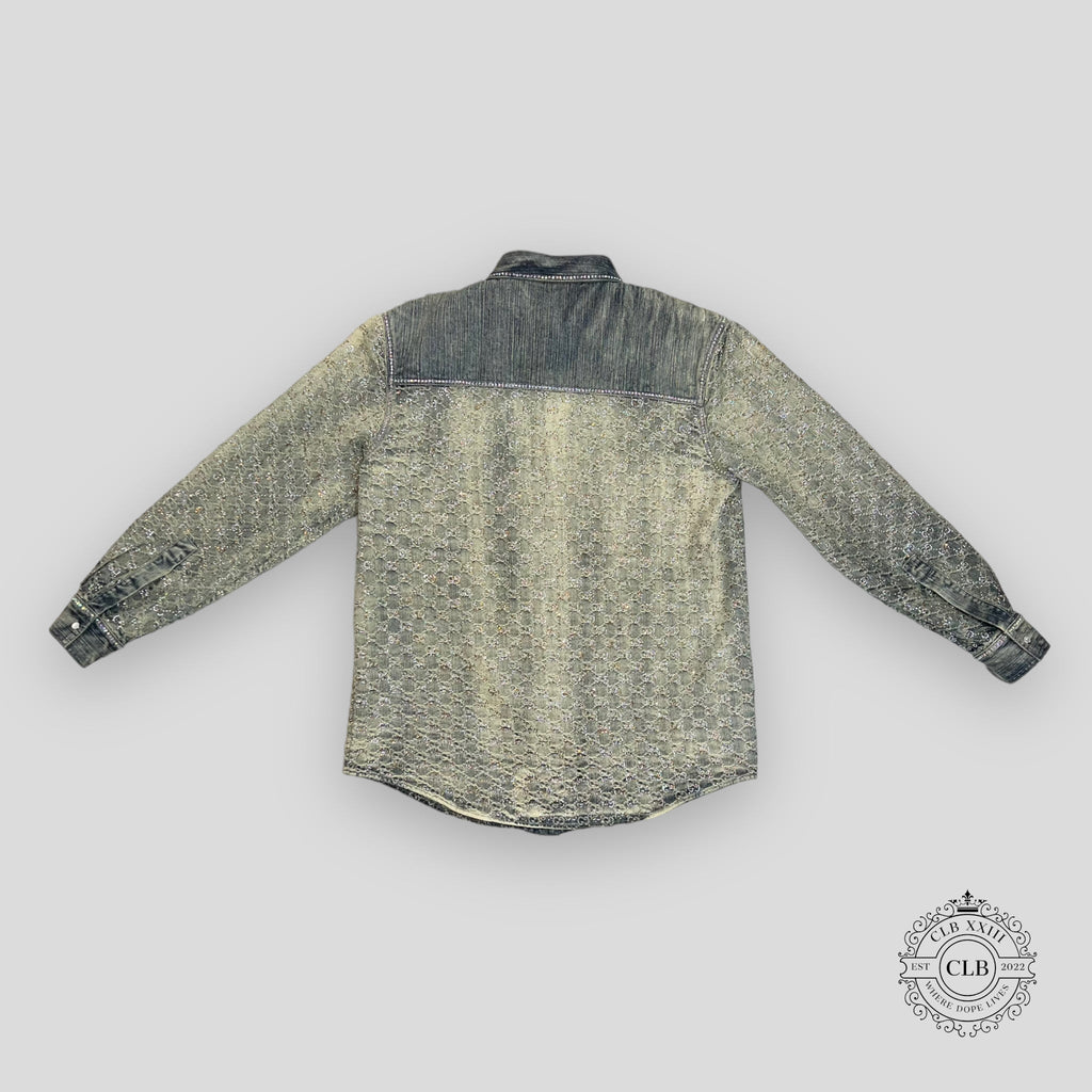BLOUSON EN JEAN JACQUARD GG GUCCI - BLEU CLAIR