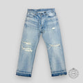 Celine Homme Wesley Straight-Leg Distressed Jeans in Washed Indigo