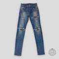 Jean Amiri MX1 Black Bandana Patch en indigo