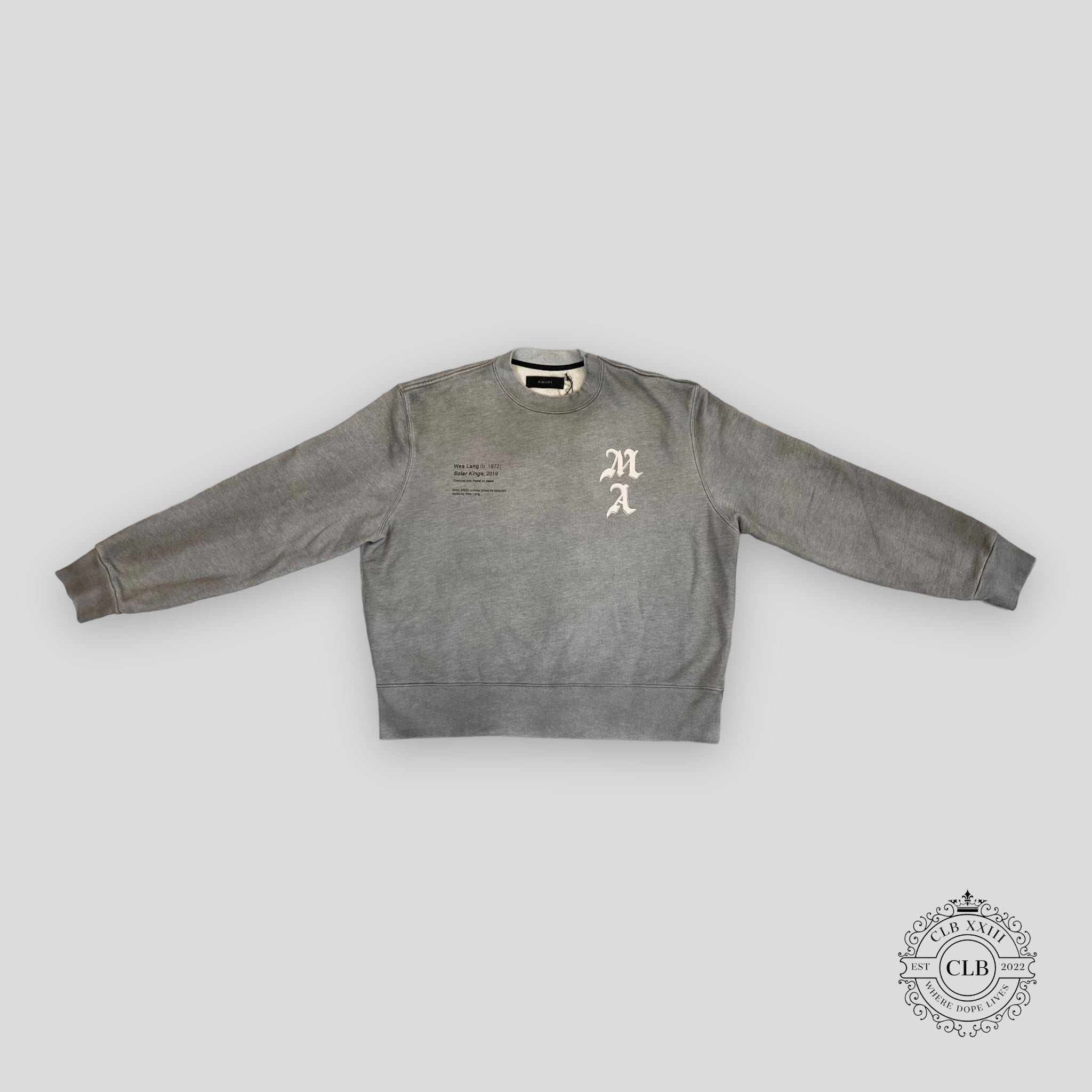 AMIRI WES LANG SOLAR KINGS SWEAT COL ROND - GRIS CHINÉ