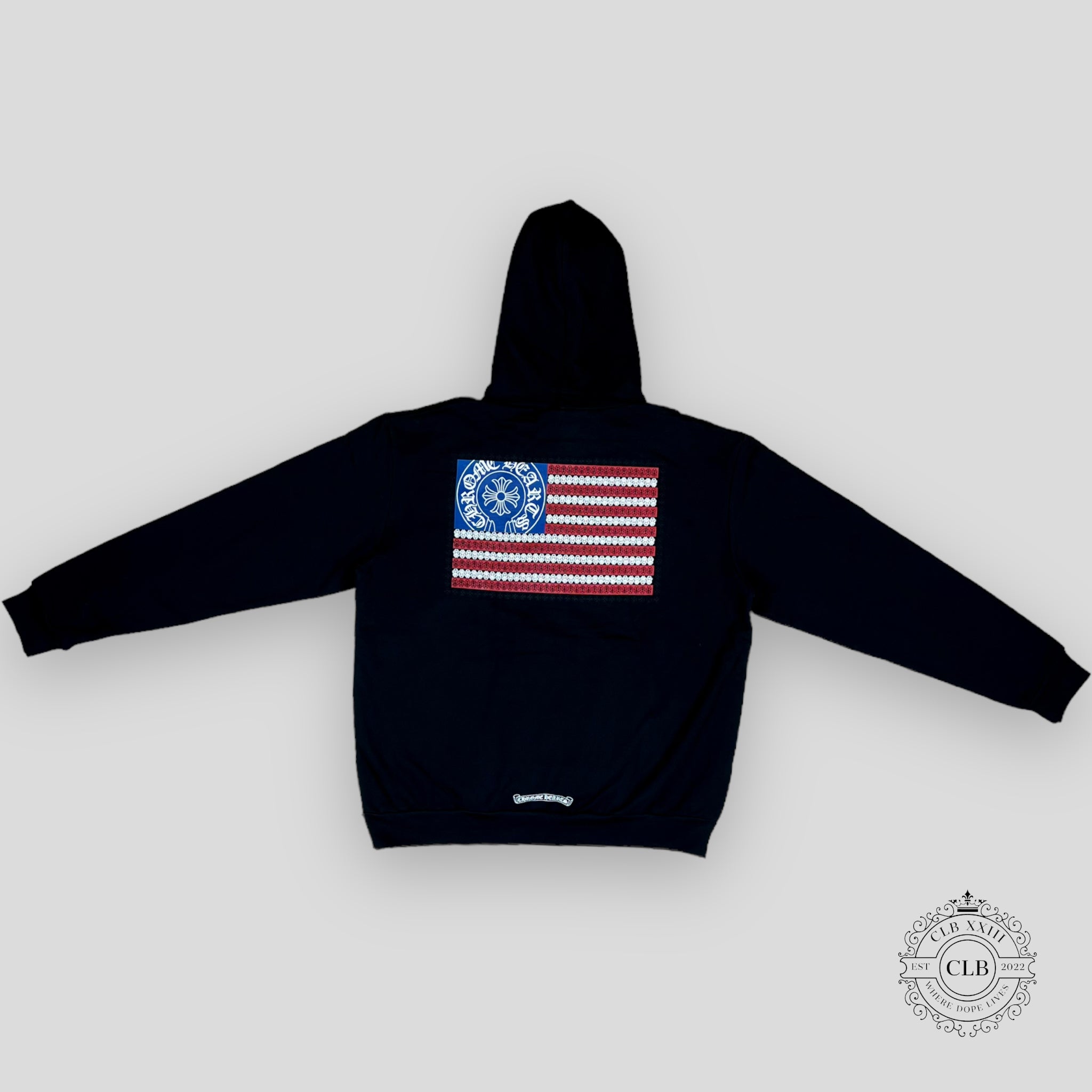 Sweat à capuche Chrome Hearts drapeau américain noir