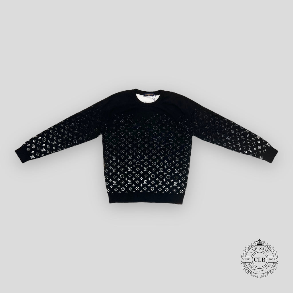 PULL EN MAILLE LOUIS VUITTON MONOGRAM DÉGRADÉ MANCHES LONGUES - NOIR
