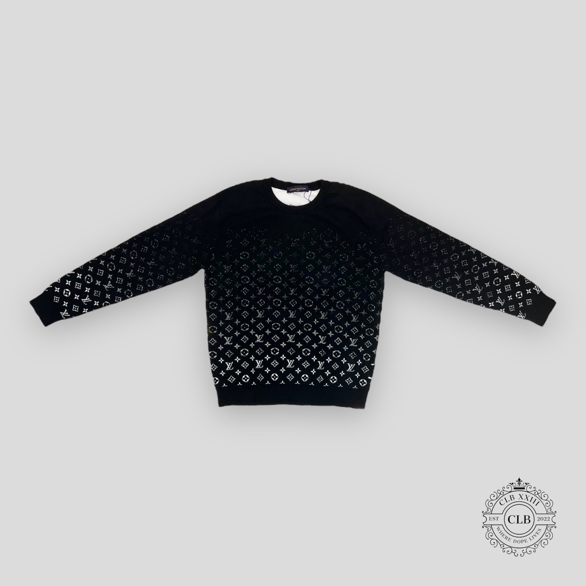 PULL EN MAILLE LOUIS VUITTON MONOGRAM DÉGRADÉ MANCHES LONGUES - NOIR