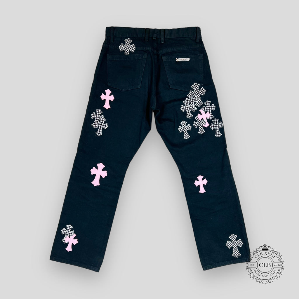 JEANS CHROME HEARTS MULTI CROSS - NOIR / ROSE