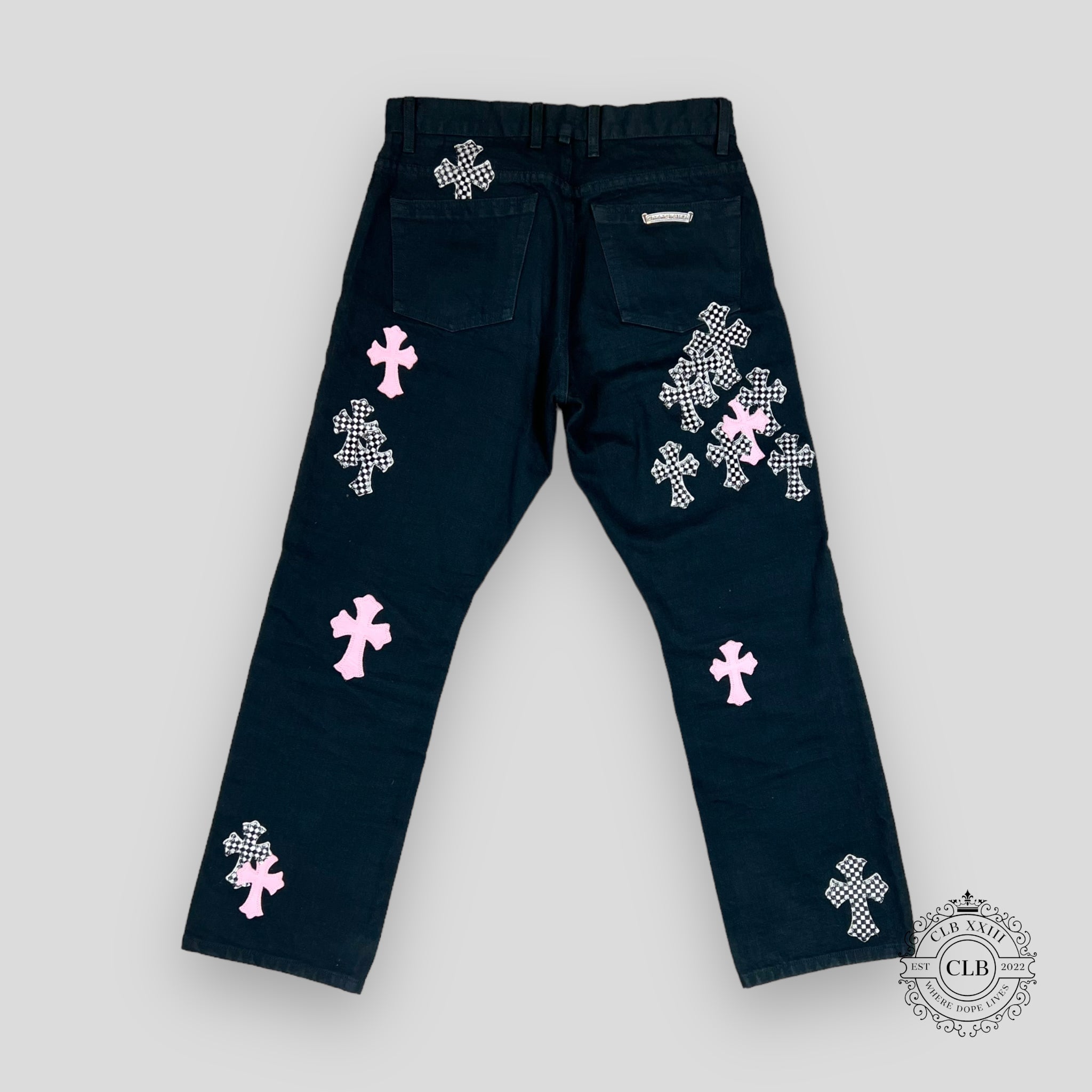 JEANS CHROME HEARTS MULTI CROSS - NOIR / ROSE