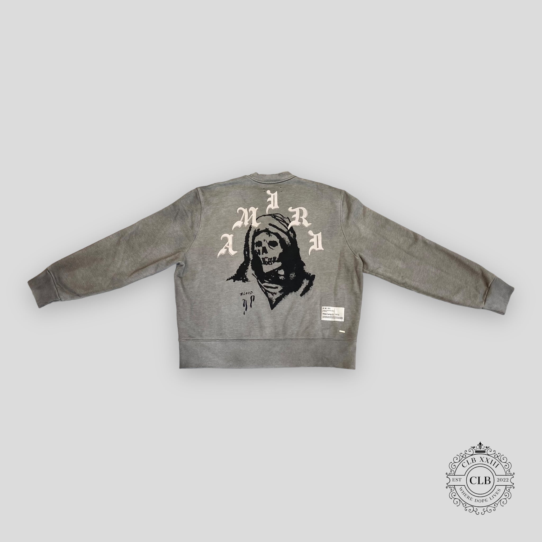AMIRI WES LANG SOLAR KINGS SWEAT COL ROND - GRIS CHINÉ