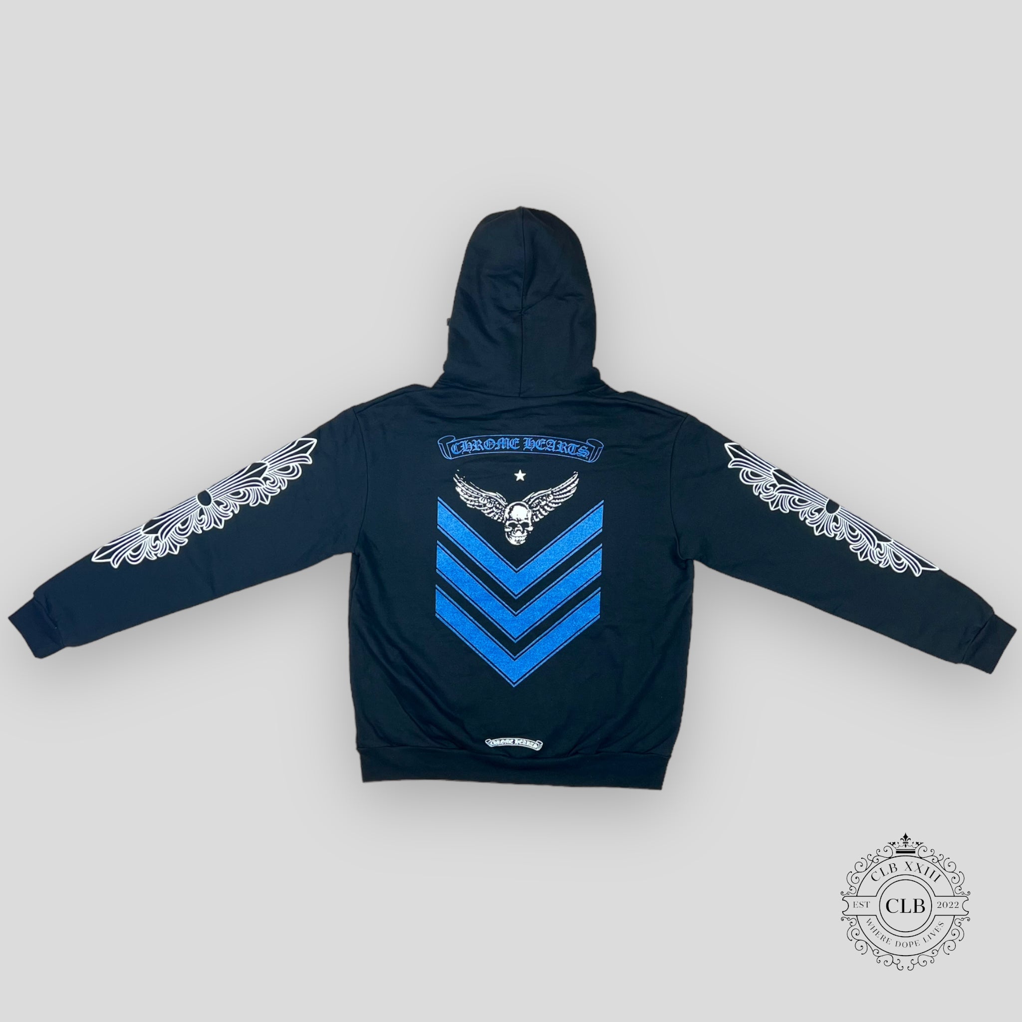 SWEAT À CAPUCHE ZIPPÉ CHROME HEARTS FOTI - NOIR / BLEU