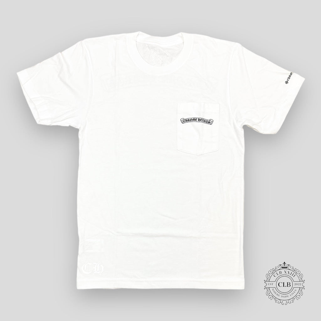 T-SHIRT POCHE AVEC LOGO SCROLL CHROME HEARTS - BLANC