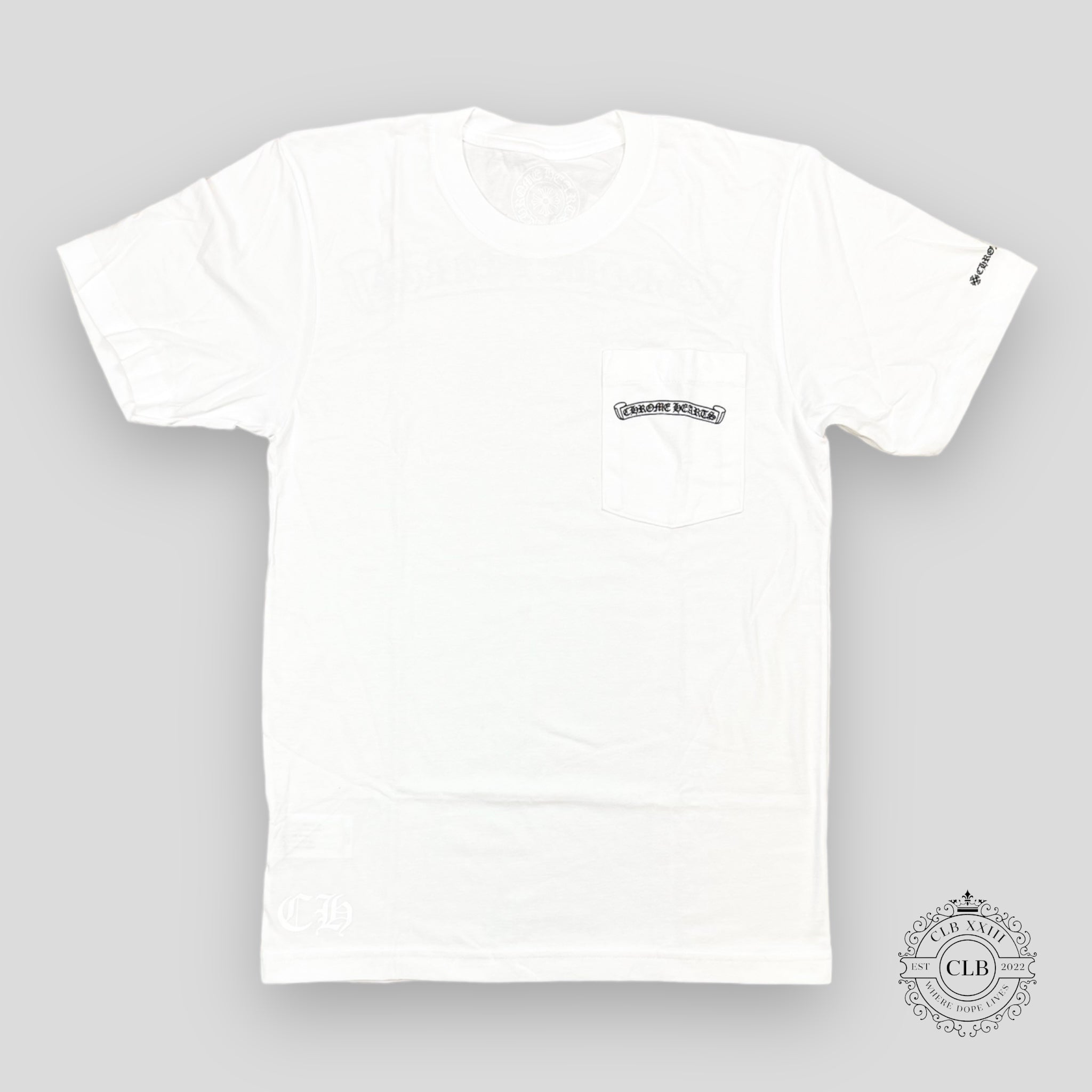 T-SHIRT POCHE AVEC LOGO SCROLL CHROME HEARTS - BLANC