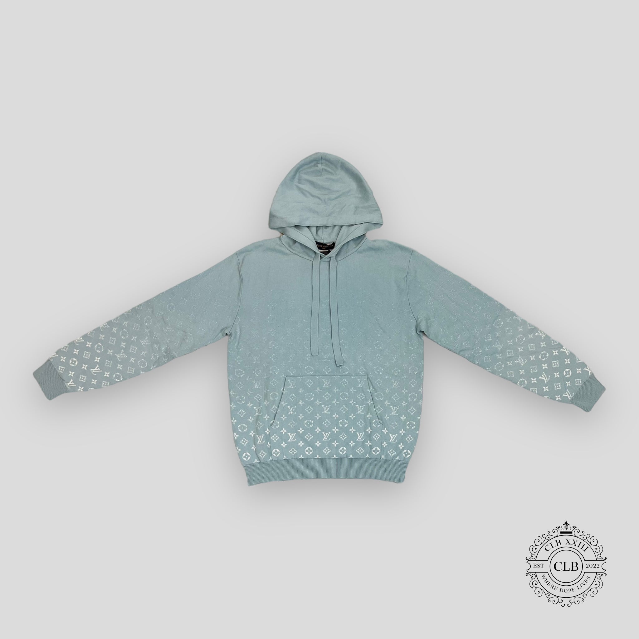 Sweat à capuche en maille dégradée bleu Louis Vuitton