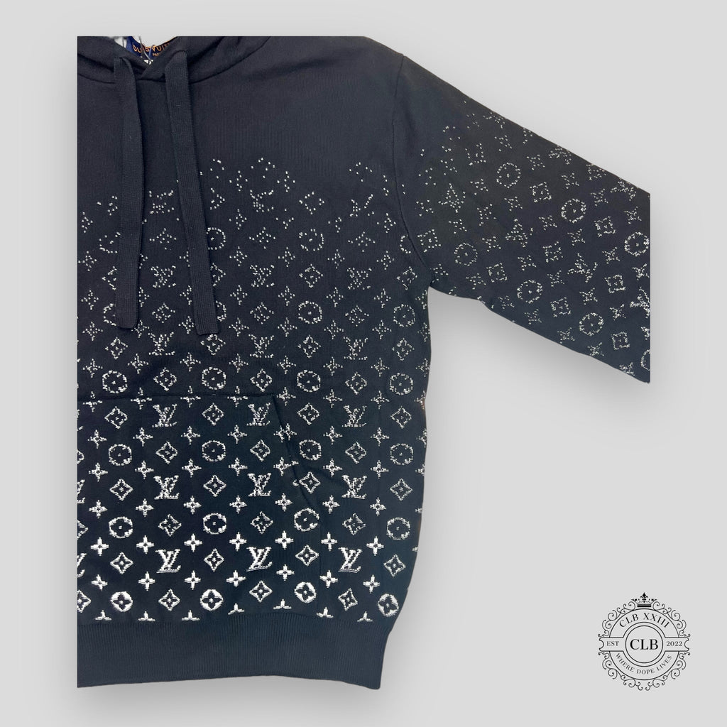 Sweat à capuche Louis Vuitton Monogram en maille noire