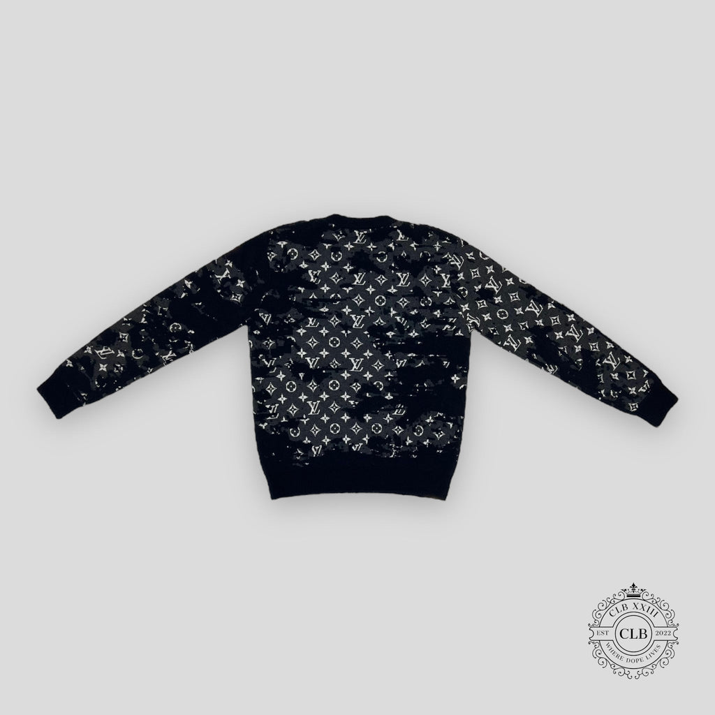 Pull Monogram Louis Vuitton en molleton vieilli bleu marine