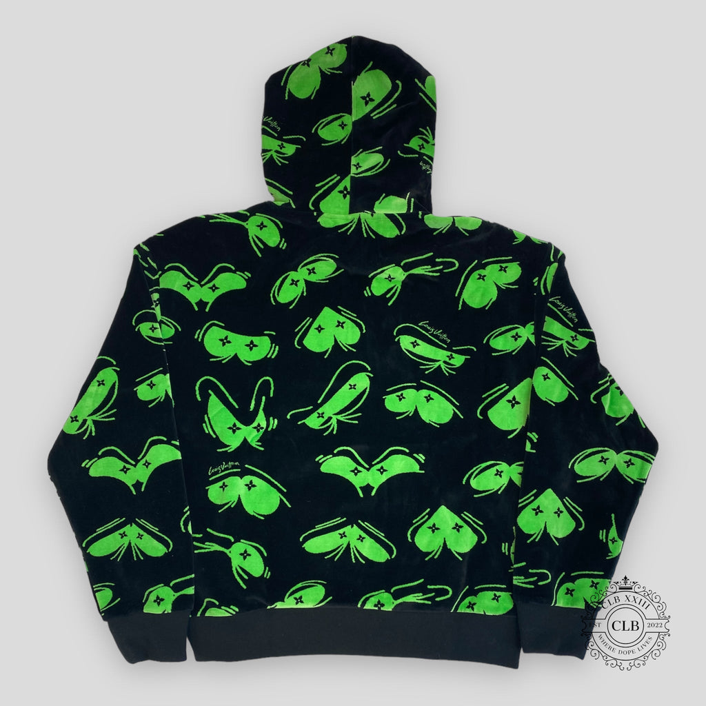 SWEAT À CAPUCHE EN JACQUARD ŒIL LOUIS VUITTON - NOIR/VERT