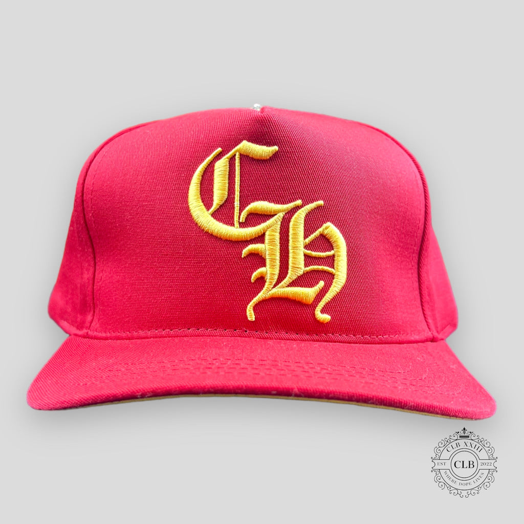 Chapeau brodé Chrome Hearts CH rouge / jaune