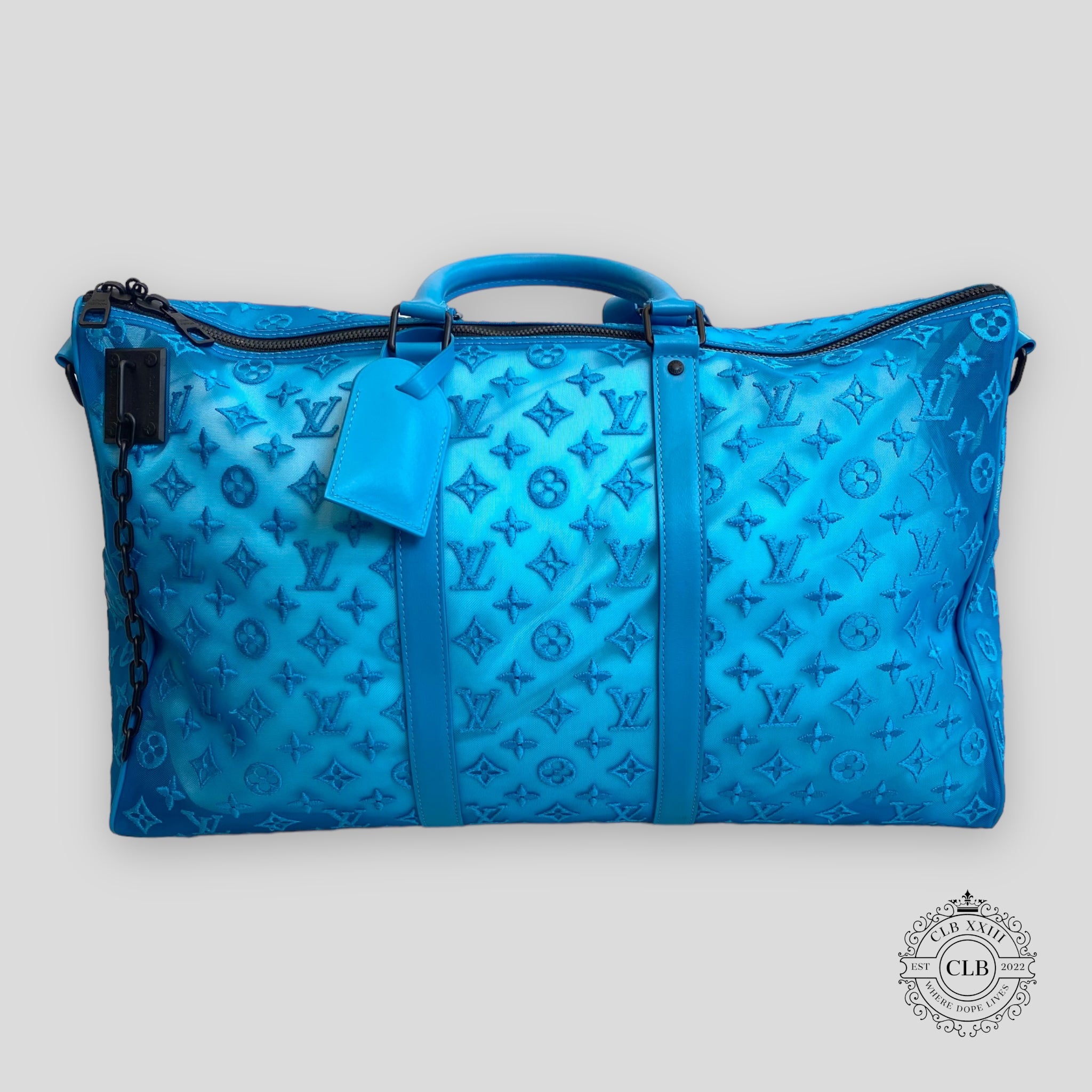 Sac Keepall Bandoulière 50 Louis Vuitton en maille bleue