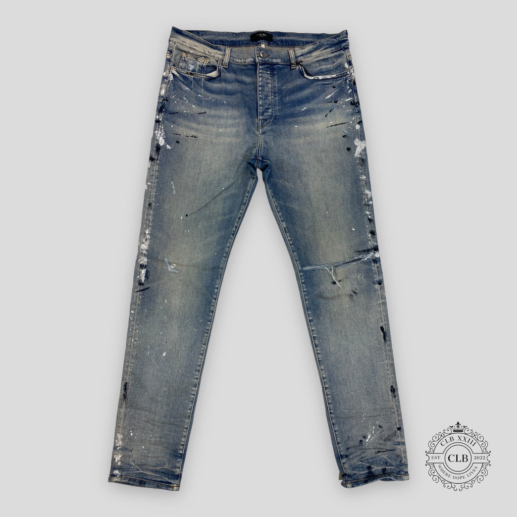 JEANS AMIRI PEINTURE ÉCLABOUSSURES - INDIGO ARGILE