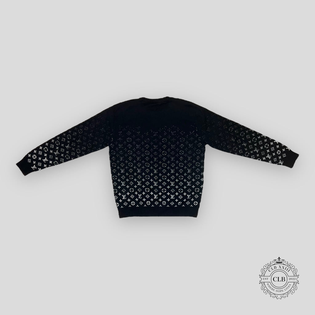 PULL EN MAILLE LOUIS VUITTON MONOGRAM DÉGRADÉ MANCHES LONGUES - NOIR