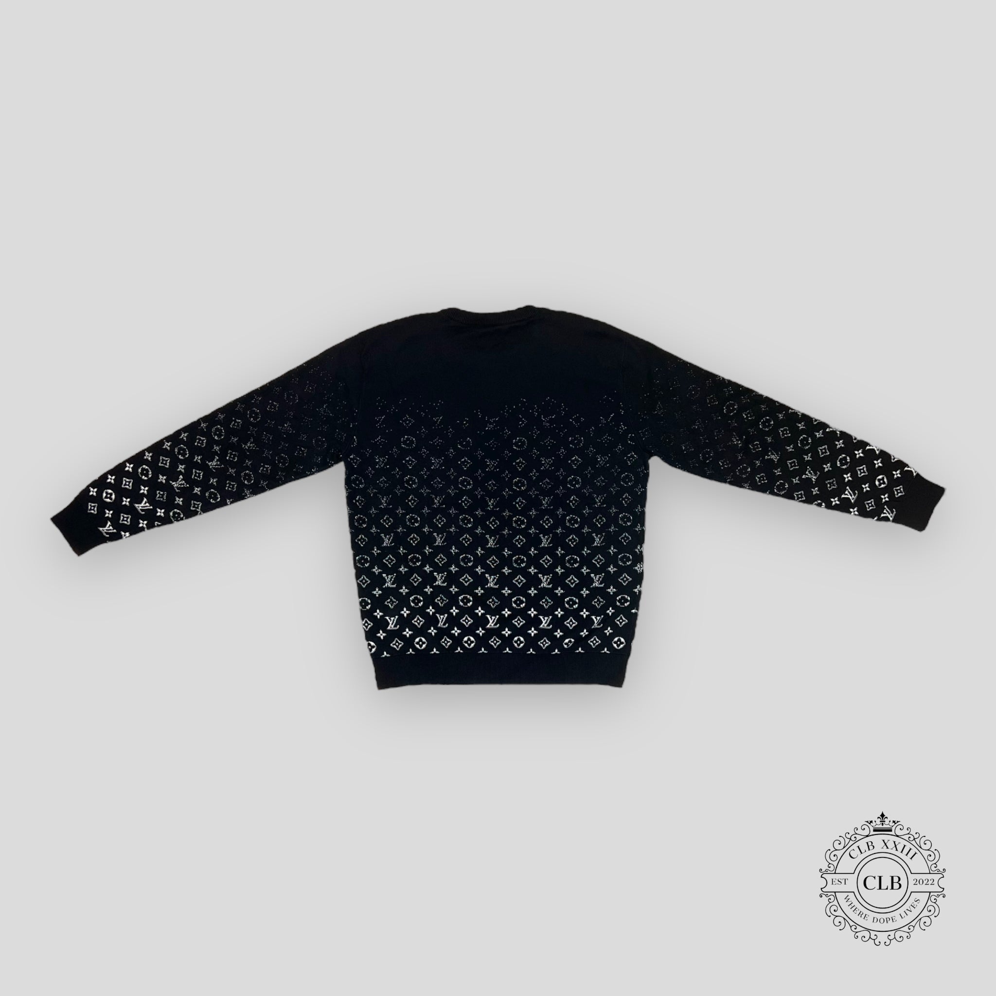 PULL EN MAILLE LOUIS VUITTON MONOGRAM DÉGRADÉ MANCHES LONGUES - NOIR