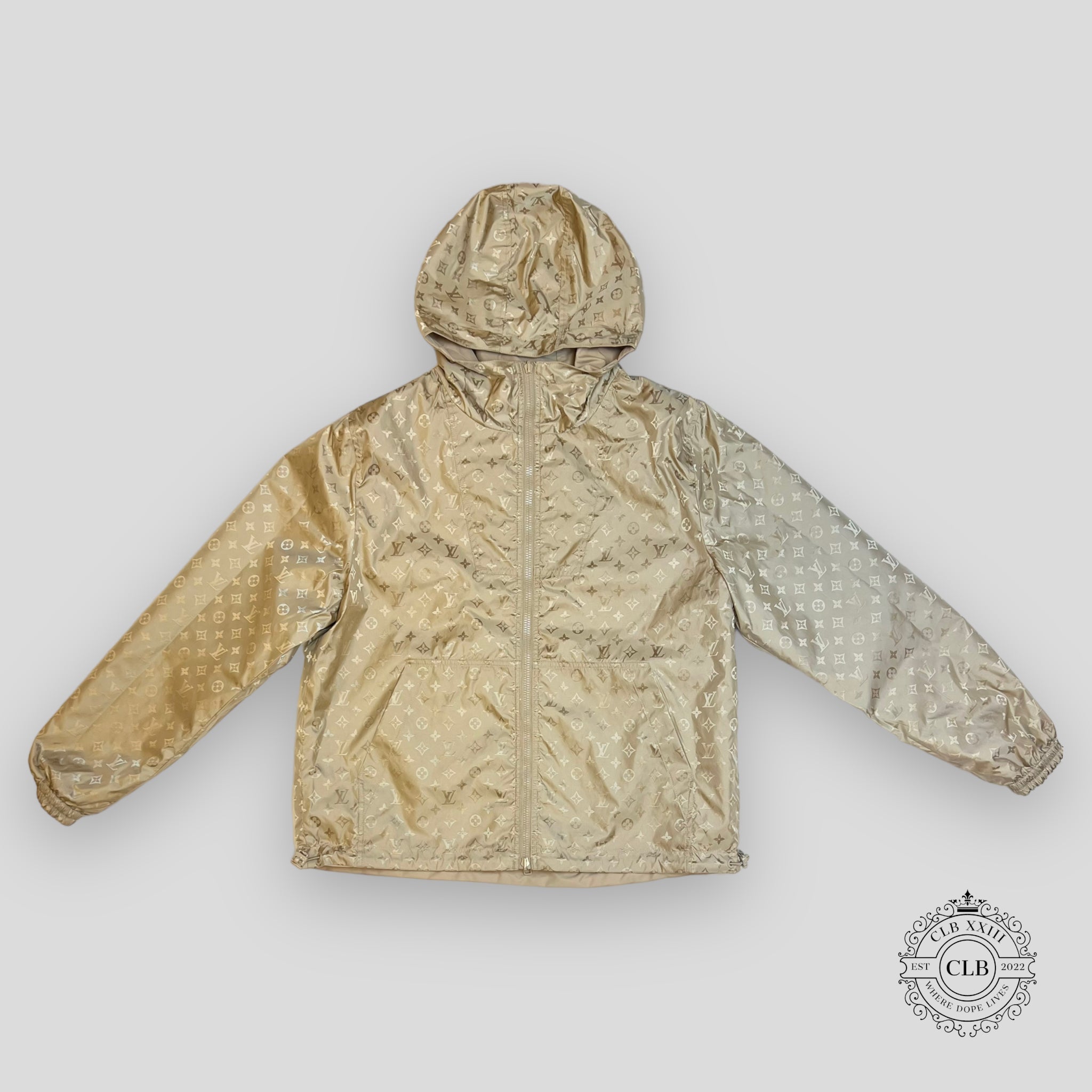 Coupe-vent Louis Vuitton Monogram réversible en nylon beige