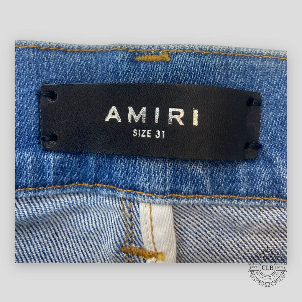 Jean Amiri MX1 Black Bandana Patch en indigo