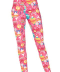 Legging grande taille brossé imprimé de Noël roses 3x4x