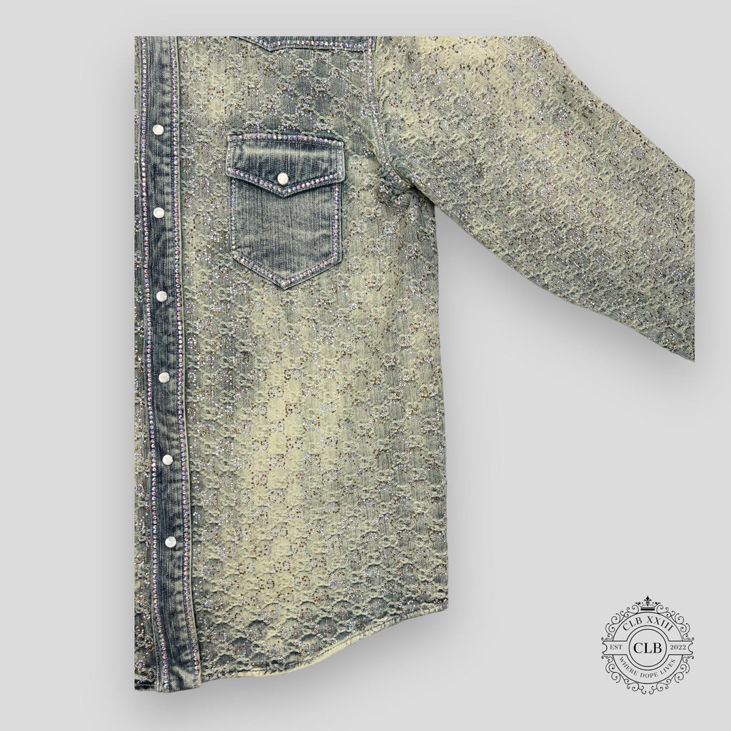 BLOUSON EN JEAN JACQUARD GG GUCCI - BLEU CLAIR