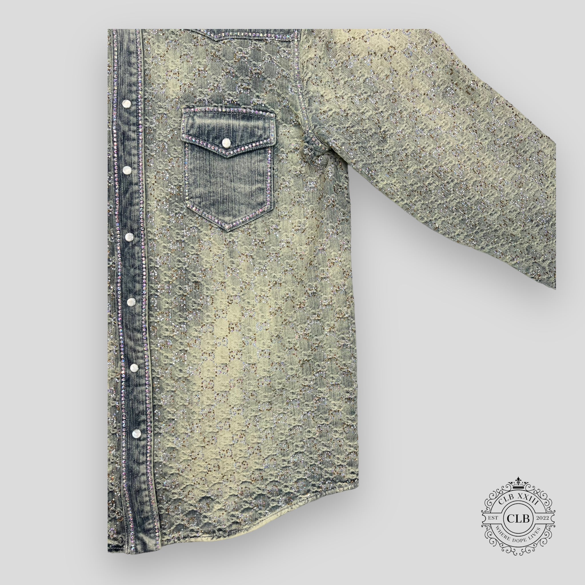 BLOUSON EN JEAN JACQUARD GG GUCCI - BLEU CLAIR
