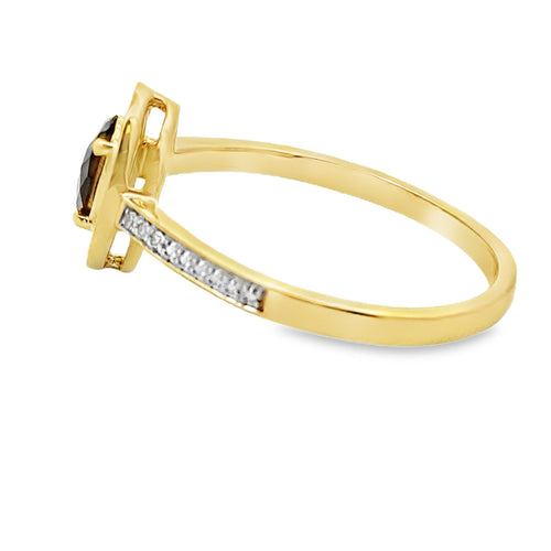 .42ct Quartz Diamond Ring 10KT Yellow Gold
