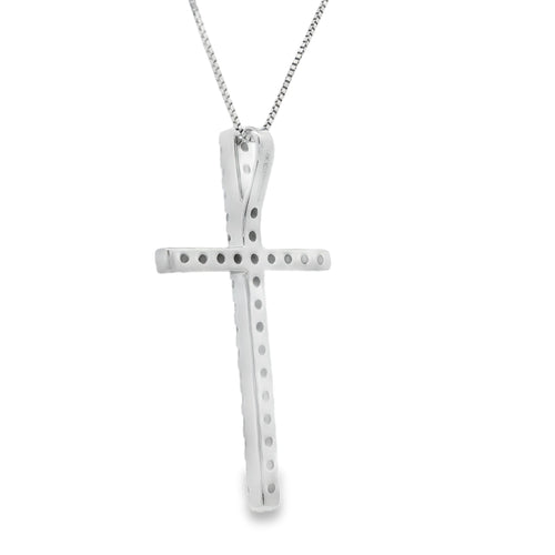 .38ct Diamond Cross Religious Pendant 14KT White Gold