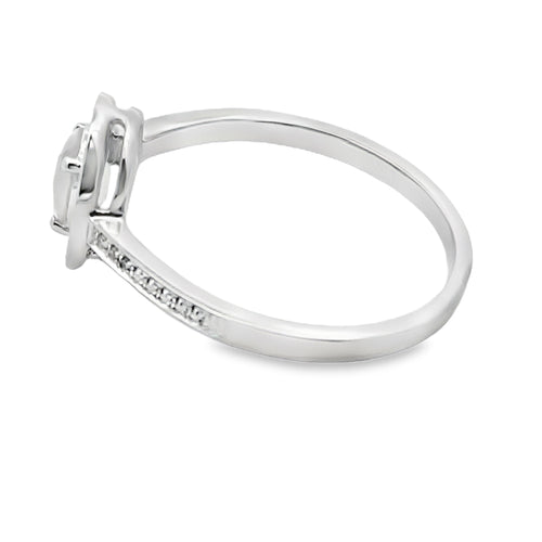 .44ct Rose Quartz Diamond Ring 10KT White Gold