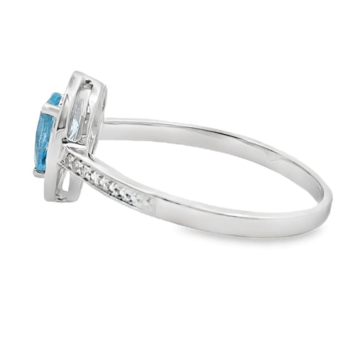 .54ct Blue Topaz Diamond Ring 10KT White Gold
