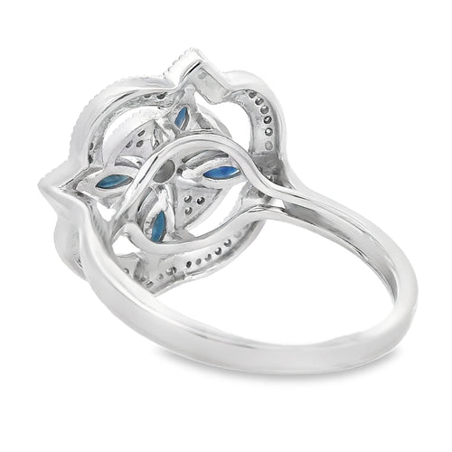 .88ct Sapphire Diamond Ring 14KT White Gold