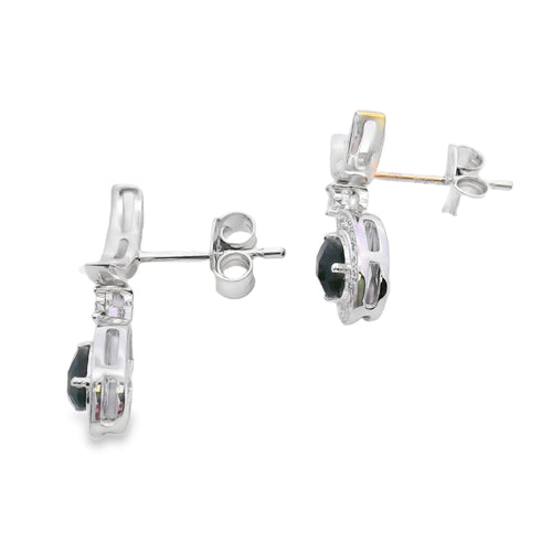.55ct Onyx Diamond Dangle Earrings 10KT White Gold